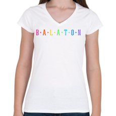 PRINTFASHION BALATON - Női V-nyakú póló - Fehér