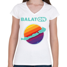 PRINTFASHION Balaton  - Női V-nyakú póló - Fehér női póló