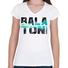 PRINTFASHION Balaton - Női V-nyakú póló - Fehér női póló