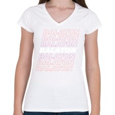PRINTFASHION Balaton - Női V-nyakú póló - Fehér női póló