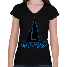 PRINTFASHION balaton - Női V-nyakú póló - Fekete női póló