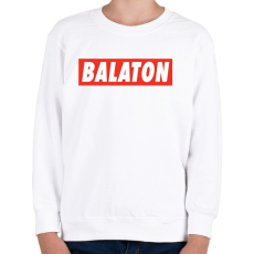 PRINTFASHION Balaton - Piros háttér - Gyerek pulóver - Fehér