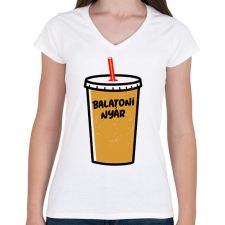 PRINTFASHION BALATONI NYÁR - Női V-nyakú póló - Fehér női póló