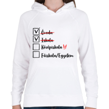 PRINTFASHION Ballagás Iskola fekete - Női kapucnis pulóver - Fehér női pulóver, kardigán