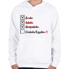 PRINTFASHION Ballagás középiskola fekete - Gyerek kapucnis pulóver - Fehér gyerek pulóver, kardigán