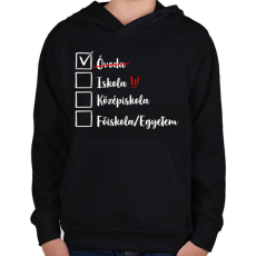 PRINTFASHION Ballagás óvoda fehér - Gyerek kapucnis pulóver - Fekete