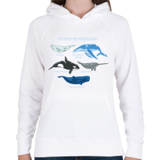 PRINTFASHION Bálna fajták - Női kapucnis pulóver - Fehér