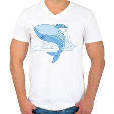 PRINTFASHION Bálna - Férfi V-nyakú póló - Fehér férfi póló