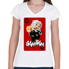 PRINTFASHION Bam Bam - Női V-nyakú póló - Fehér női póló