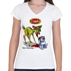 PRINTFASHION Bambi - Női V-nyakú póló - Fehér