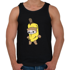 PRINTFASHION Banán cica mém - Férfi atléta - Fekete