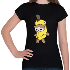 PRINTFASHION Banán cica mém - Női póló - Fekete női póló