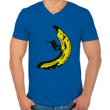 PRINTFASHION Banán deszkás - Férfi V-nyakú póló - Királykék férfi póló