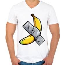 PRINTFASHION Banán művészet - Férfi V-nyakú póló - Fehér férfi póló