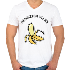 PRINTFASHION BANANA - Férfi V-nyakú póló - Fehér férfi póló