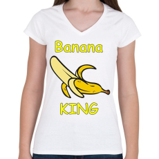 PRINTFASHION Banana king - Női V-nyakú póló - Fehér