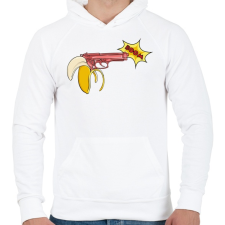 PRINTFASHION Banánfegyver - Férfi kapucnis pulóver - Fehér férfi pulóver, kardigán