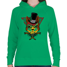 PRINTFASHION Bandita macska - Női kapucnis pulóver - Zöld női pulóver, kardigán