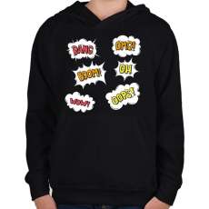 PRINTFASHION bang boom omg oops - Gyerek kapucnis pulóver - Fekete