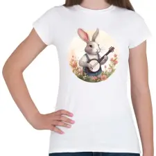 PRINTFASHION Banjos nyuszi - Női póló - Fehér női póló