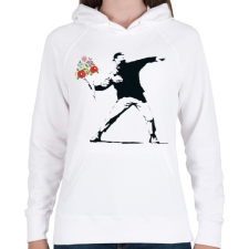 PRINTFASHION Banksy - Kalocsai csokor - Női kapucnis pulóver - Fehér női pulóver, kardigán