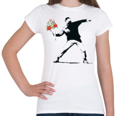 PRINTFASHION Banksy - Kalocsai csokor - Női póló - Fehér