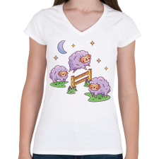 PRINTFASHION Bárányok - Női V-nyakú póló - Fehér női póló