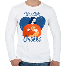 PRINTFASHION Baratok orokke - cicas - Férfi hosszú ujjú póló - Fehér férfi póló