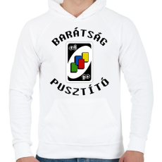 PRINTFASHION Barátság pusztító - Férfi kapucnis pulóver - Fehér