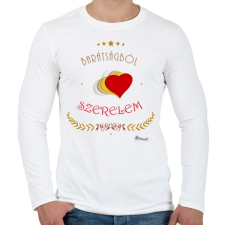 PRINTFASHION Barátság - szerelem - Férfi hosszú ujjú póló - Fehér férfi póló