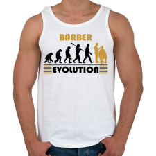PRINTFASHION Barber evolution - Férfi atléta - Fehér atléta, trikó