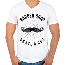 PRINTFASHION Barber shop - Férfi V-nyakú póló - Fehér