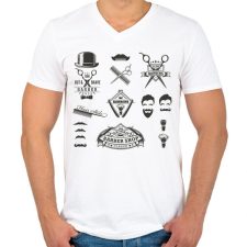 PRINTFASHION barber shop flyer - Férfi V-nyakú póló - Fehér férfi póló