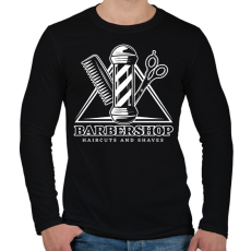 PRINTFASHION Barbershop 3 - Férfi hosszú ujjú póló - Fekete