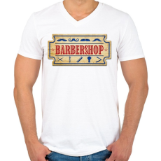 PRINTFASHION barbershoptree - Férfi V-nyakú póló - Fehér