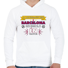 PRINTFASHION Barcelona szurkoló - Férfi kapucnis pulóver - Fehér férfi pulóver, kardigán