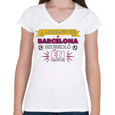 PRINTFASHION Barcelona szurkoló - Női V-nyakú póló - Fehér női póló