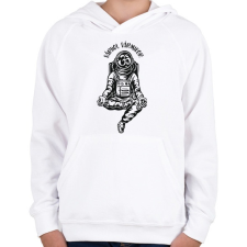 PRINTFASHION Bárhol bármikor- Meditáló űrhajós - Gyerek kapucnis pulóver - Fehér gyerek pulóver, kardigán