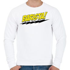 PRINTFASHION Barista logó - Férfi pulóver - Fehér