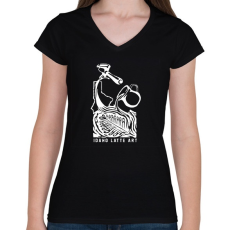 PRINTFASHION Barista - Női V-nyakú póló - Fekete
