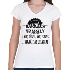 PRINTFASHION Barkács szabály póló - Női V-nyakú póló - Fehér női póló