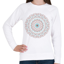 PRINTFASHION Barna -kék mandala - Női pulóver - Fehér női pulóver, kardigán