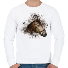 PRINTFASHION barna ló arc2 - Férfi pulóver - Fehér