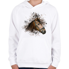 PRINTFASHION barna ló arc2 - Gyerek kapucnis pulóver - Fehér