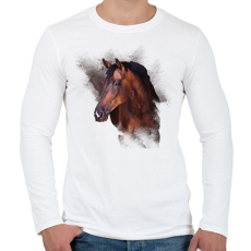 PRINTFASHION barna ló arc - Férfi hosszú ujjú póló - Fehér