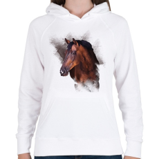 PRINTFASHION barna ló arc - Női kapucnis pulóver - Fehér