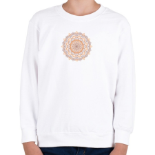 PRINTFASHION Barna-narancs mandala - Gyerek pulóver - Fehér gyerek pulóver, kardigán