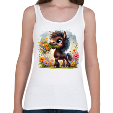 PRINTFASHION Barna póni virágcsokorral - Női atléta - Fehér