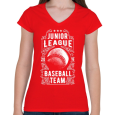 PRINTFASHION Baseball csapat - Női V-nyakú póló - Piros