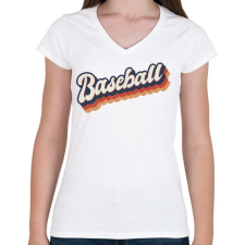 PRINTFASHION Baseball - Női V-nyakú póló - Fehér női póló